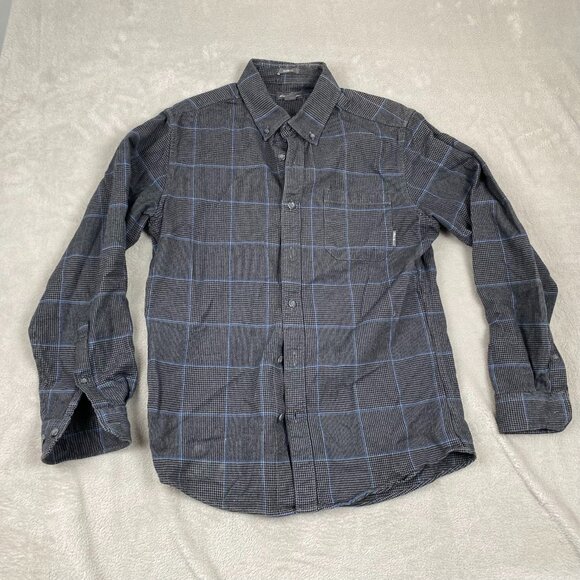 Eddie Bauer Men's Shirt S Classic Fit Gray & Blue Plaid Long-Sleeve Button-Up - Picture 2 of 11